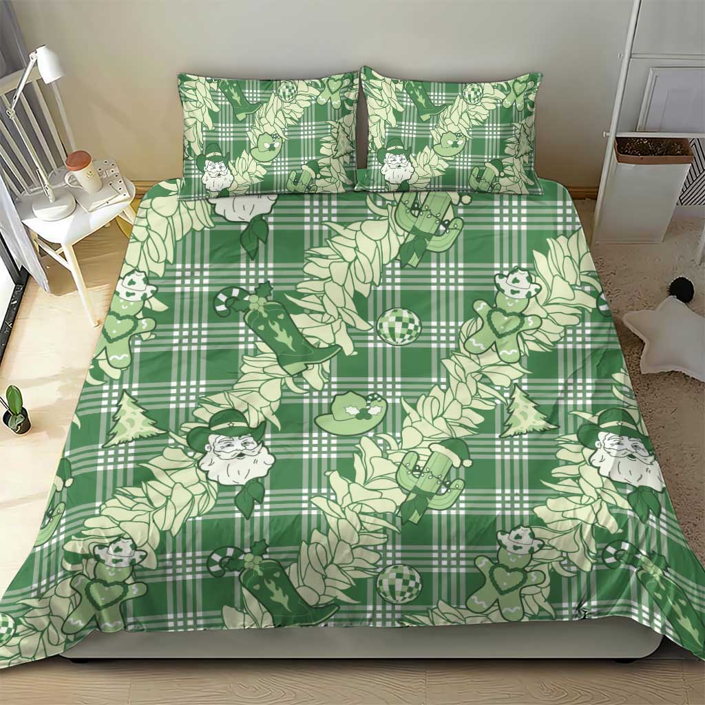 Green Palaka Hawaii Cowboy Christmas Bedding Set Paniolo Mix Maile Lei LT7 - Polynesian Pride