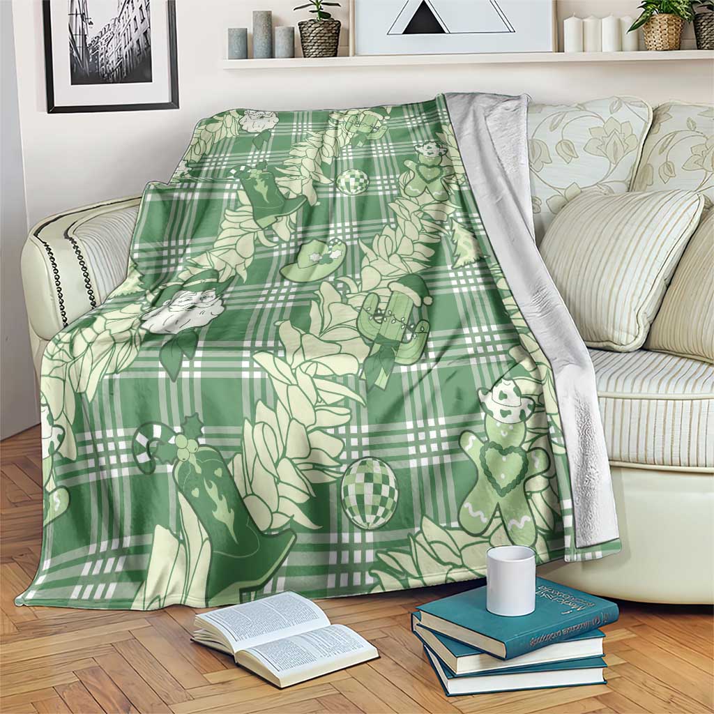 Green Palaka Hawaii Cowboy Christmas Blanket Paniolo Mix Maile Lei LT7 Green - Polynesian Pride