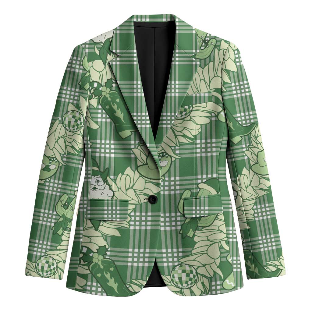 Green Palaka Hawaii Cowboy Christmas Blazer Paniolo Mix Maile Lei LT7 Unisex Green - Polynesian Pride