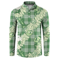 Green Palaka Hawaii Cowboy Christmas Button Sweatshirt Paniolo Mix Maile Lei LT7 Green - Polynesian Pride