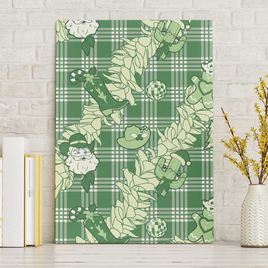 Green Palaka Hawaii Cowboy Christmas Canvas Wall Art Paniolo Mix Maile Lei LT7 Without Frame Green - Polynesian Pride
