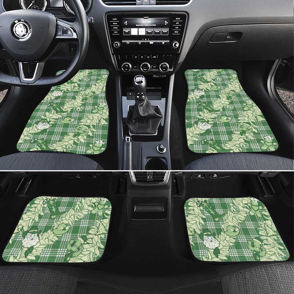 Green Palaka Hawaii Cowboy Christmas Car Mats Paniolo Mix Maile Lei LT7 Set 4pcs Green - Polynesian Pride