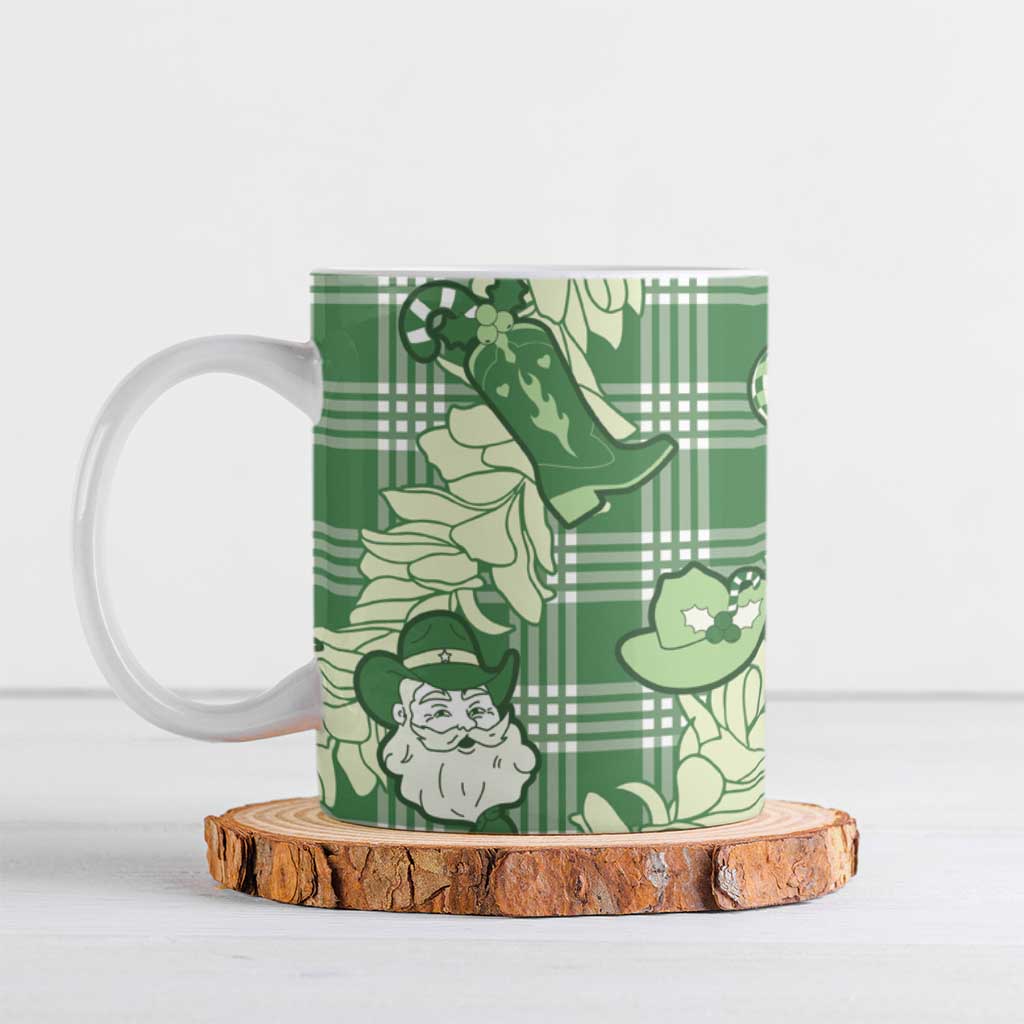 Green Palaka Hawaii Cowboy Christmas Ceramic Mug Paniolo Mix Maile Lei LT7 Green - Polynesian Pride