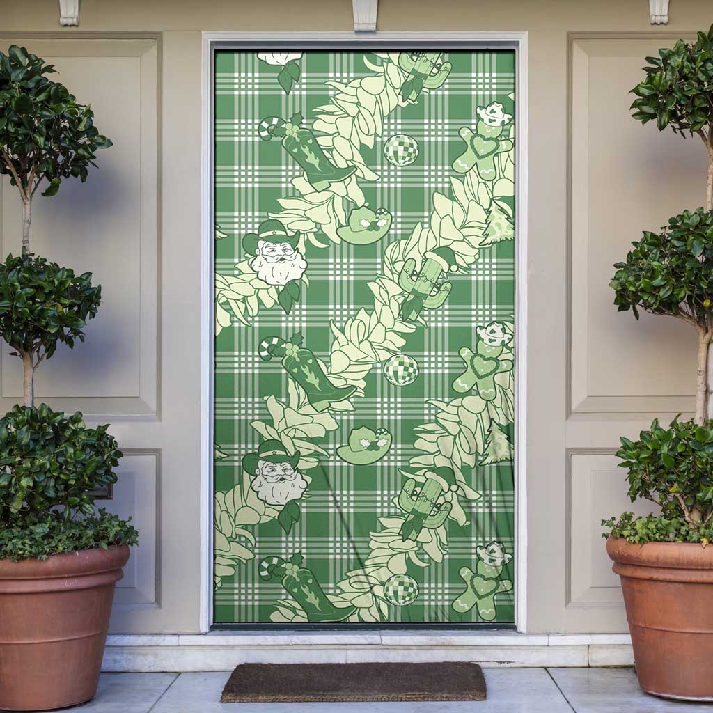 Green Palaka Hawaii Cowboy Christmas Door Cover Paniolo Mix Maile Lei LT7 Green - Polynesian Pride
