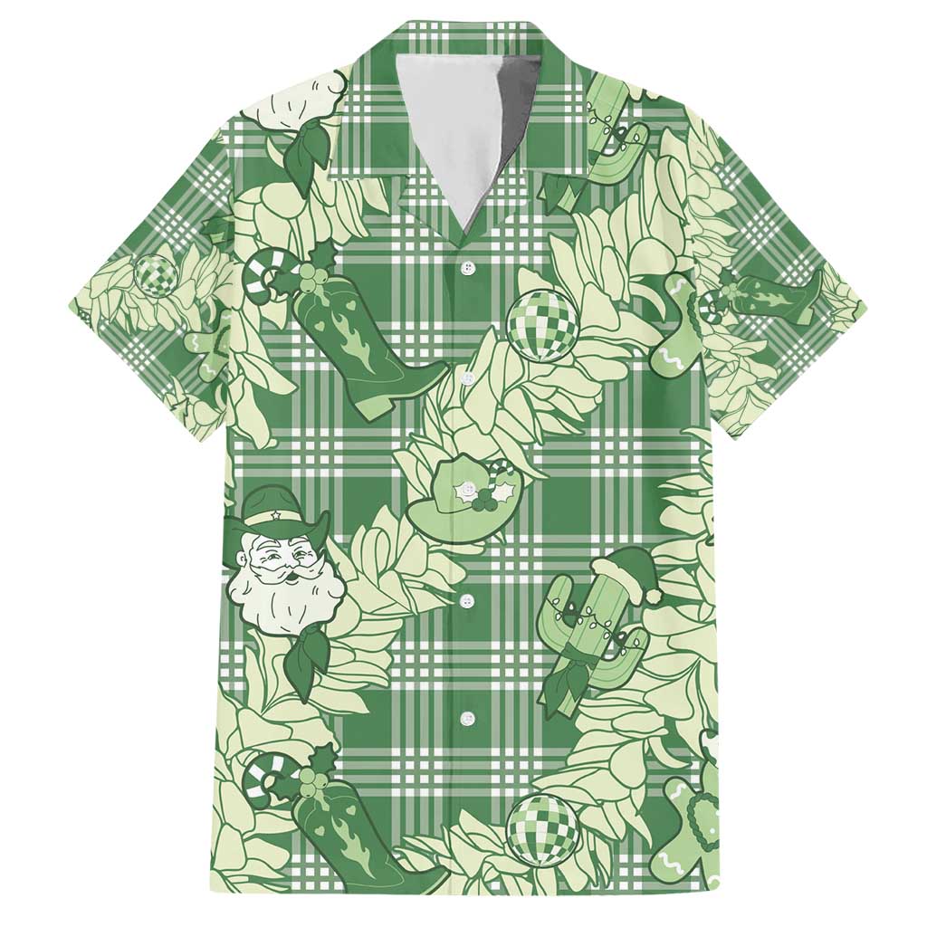 Green Palaka Hawaii Cowboy Christmas Hawaiian Shirt Paniolo Mix Maile Lei LT7 Green - Polynesian Pride