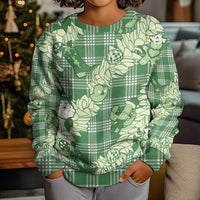 Green Palaka Hawaii Cowboy Christmas Kid Ugly Christmas Sweater Paniolo Mix Maile Lei LT7 - Polynesian Pride