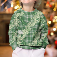 Green Palaka Hawaii Cowboy Christmas Kid Ugly Christmas Sweater Paniolo Mix Maile Lei LT7 - Polynesian Pride