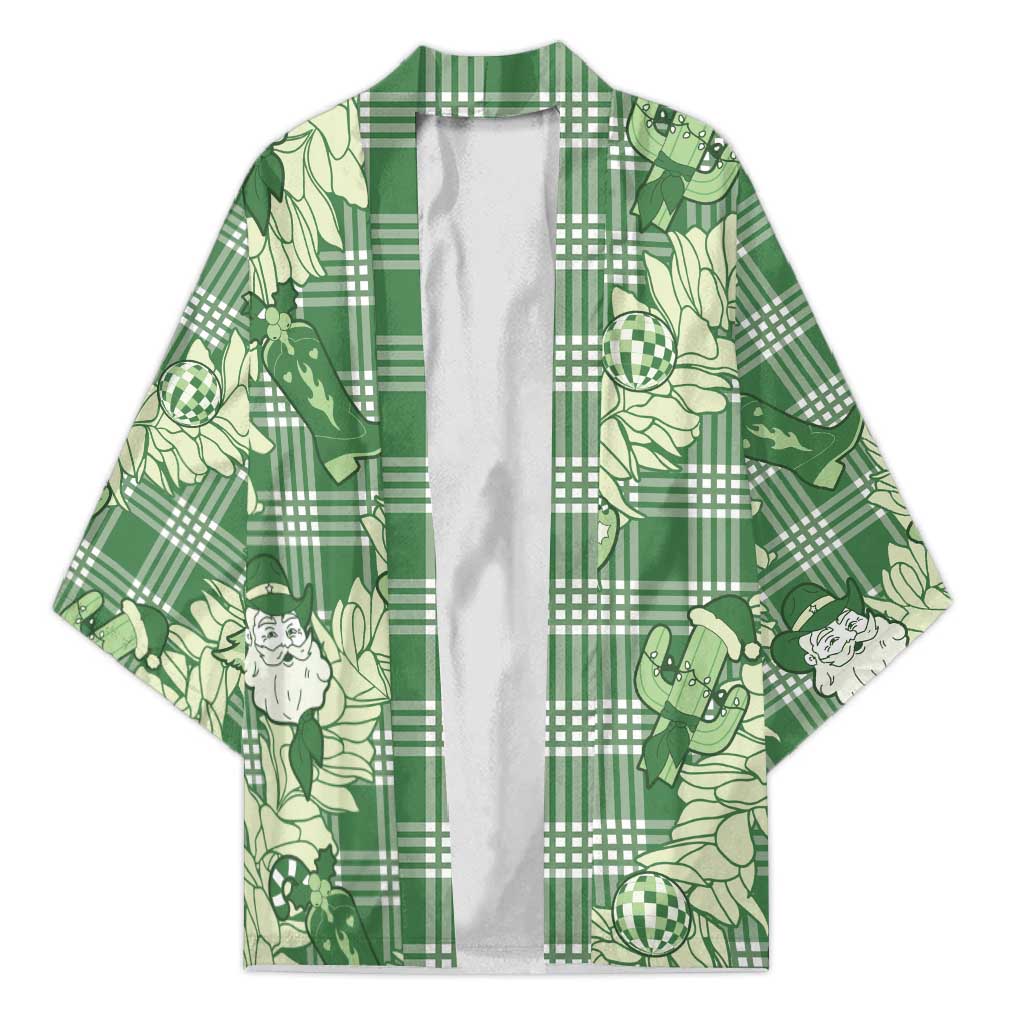 Green Palaka Hawaii Cowboy Christmas Kimono Paniolo Mix Maile Lei LT7 Unisex Green - Polynesian Pride
