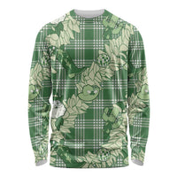 Green Palaka Hawaii Cowboy Christmas Long Sleeve Shirt Paniolo Mix Maile Lei LT7 Unisex Green - Polynesian Pride