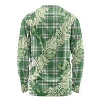 Green Palaka Hawaii Cowboy Christmas Long Sleeve Shirt Paniolo Mix Maile Lei LT7 - Polynesian Pride