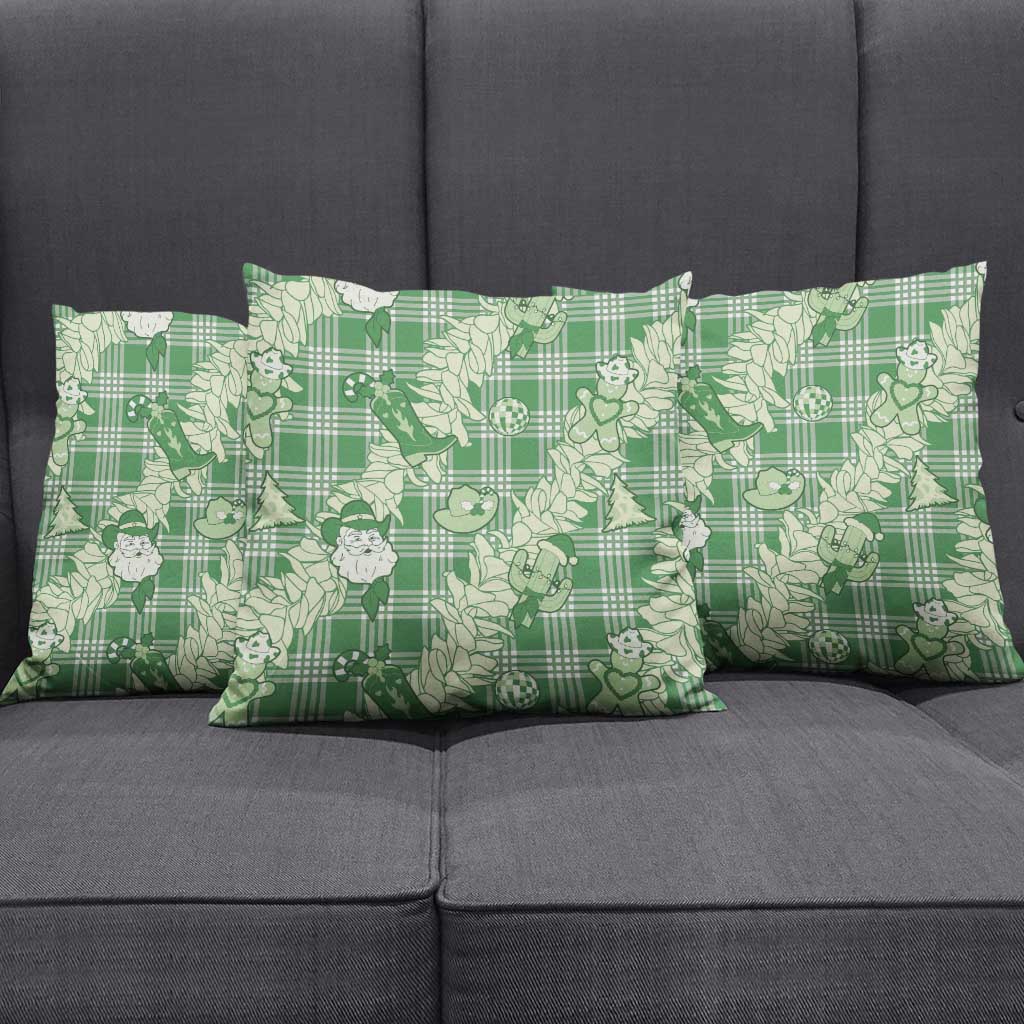 Green Palaka Hawaii Cowboy Christmas Pillow Cover Paniolo Mix Maile Lei LT7 - Polynesian Pride