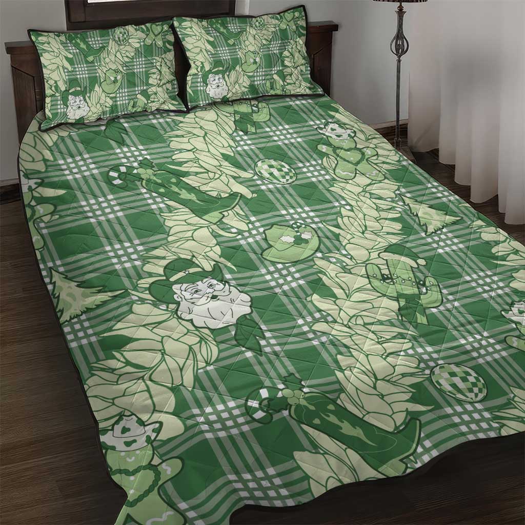 Green Palaka Hawaii Cowboy Christmas Quilt Bed Set Paniolo Mix Maile Lei LT7 Green - Polynesian Pride