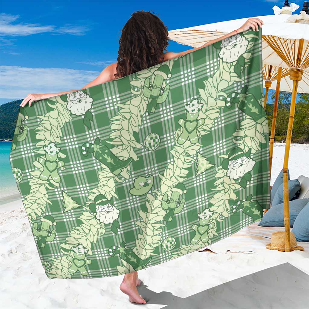Green Palaka Hawaii Cowboy Christmas Sarong Paniolo Mix Maile Lei LT7 One Size 44 x 66 inches Green - Polynesian Pride