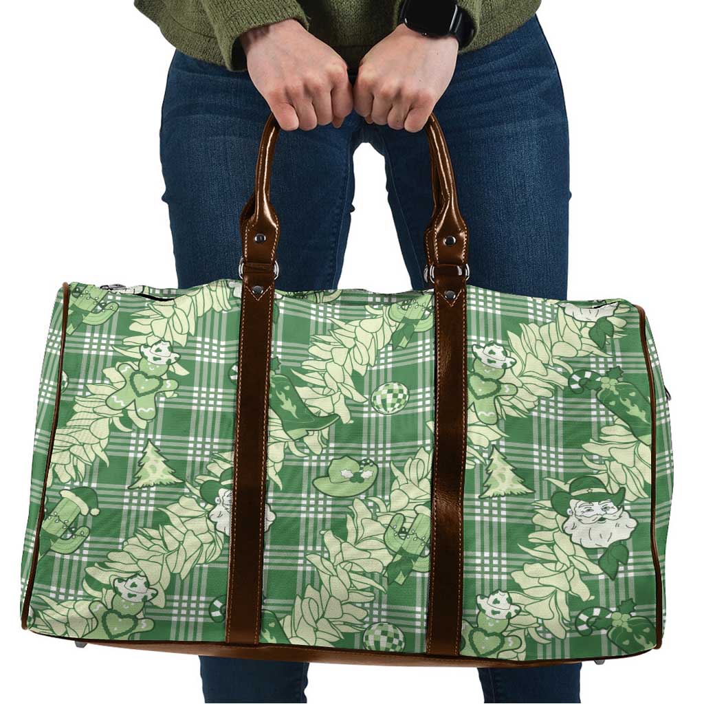 Green Palaka Hawaii Cowboy Christmas Travel Bag Paniolo Mix Maile Lei LT7 Green - Polynesian Pride