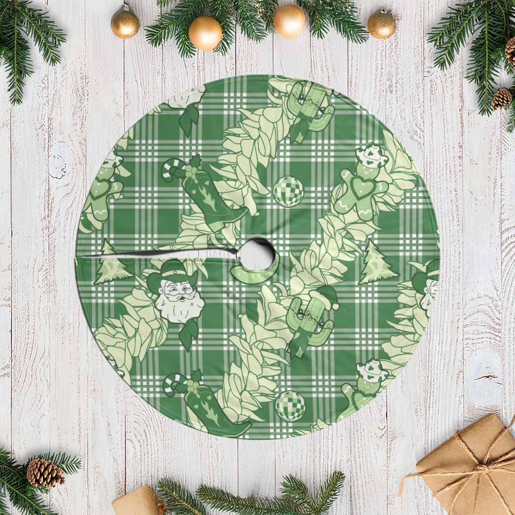 Green Palaka Hawaii Cowboy Christmas Tree Skirt Paniolo Mix Maile Lei LT7 Casual Green - Polynesian Pride
