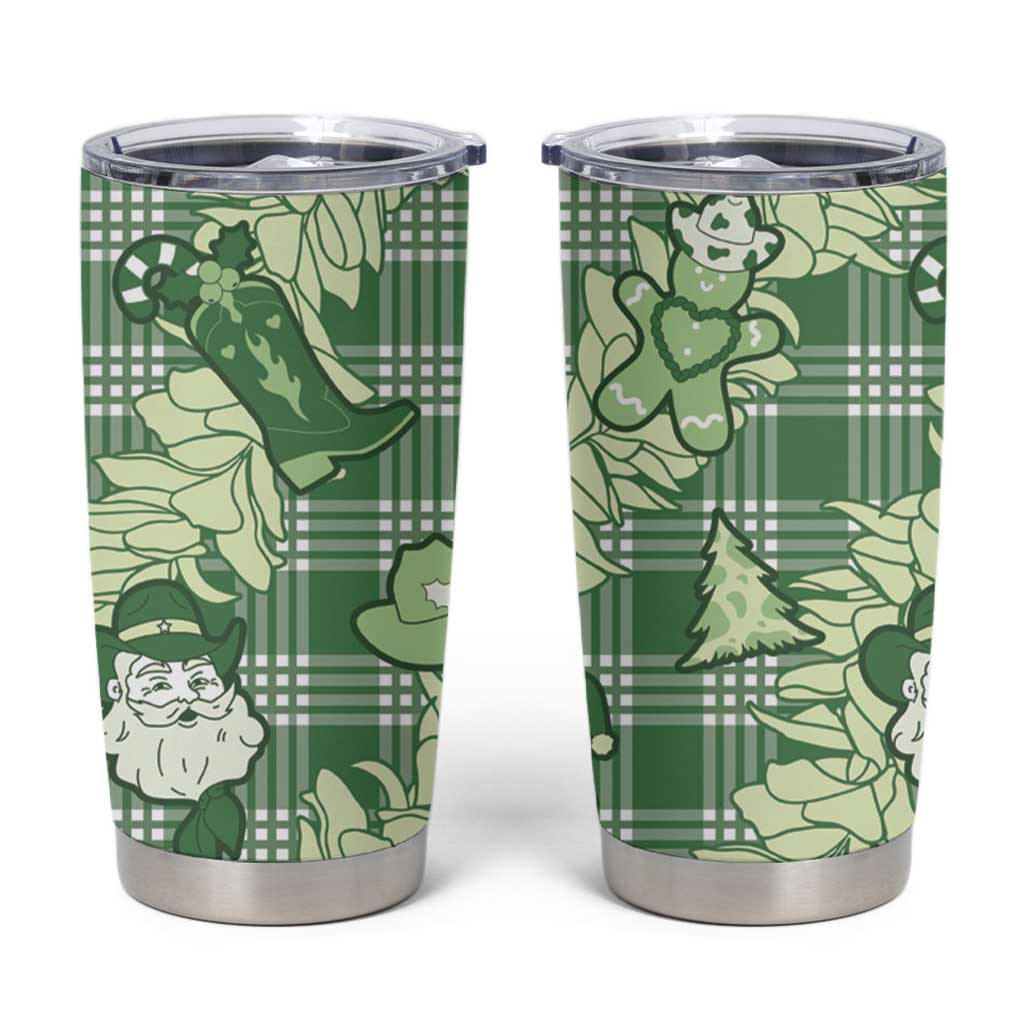 Green Palaka Hawaii Cowboy Christmas Tumbler Cup Paniolo Mix Maile Lei LT7 Green - Polynesian Pride