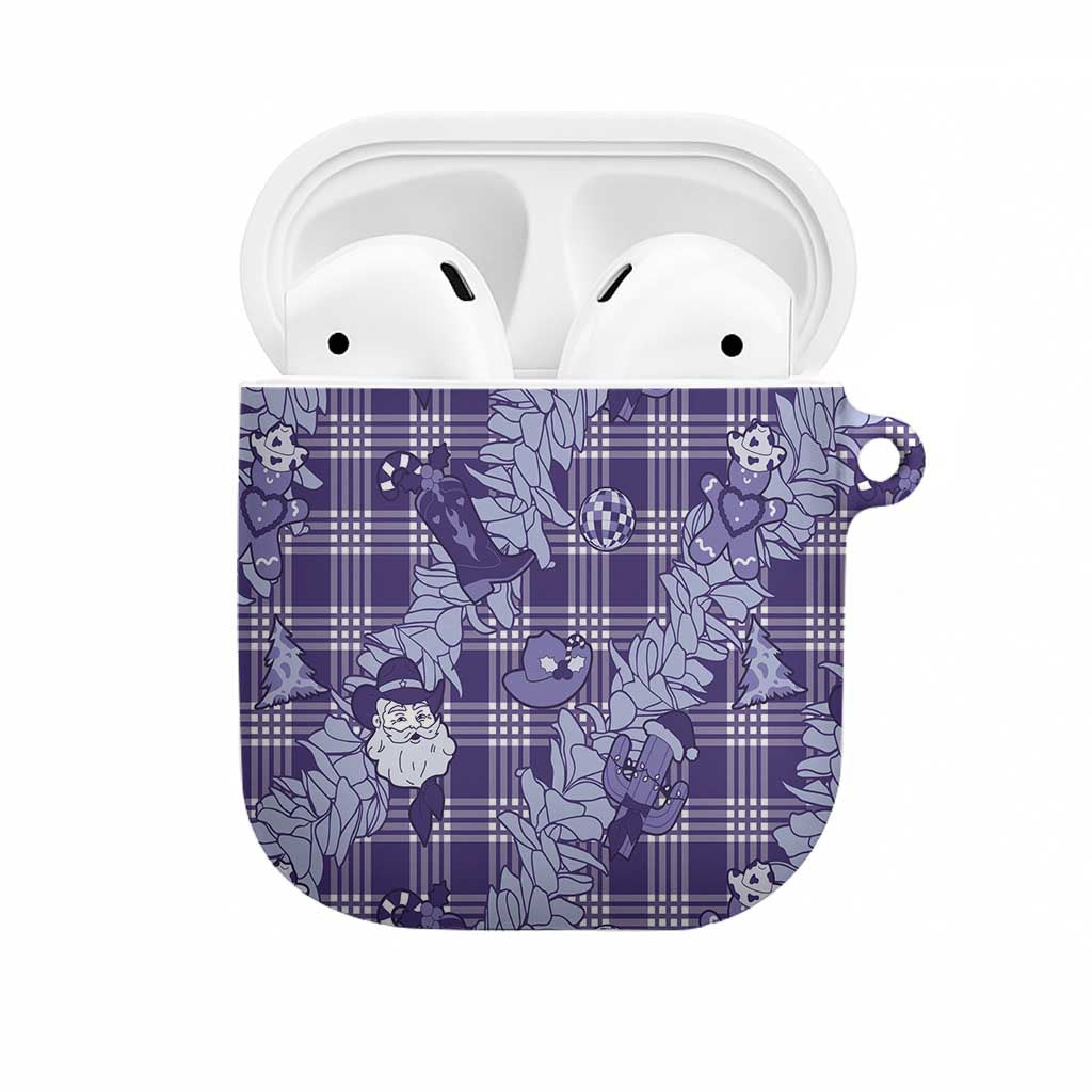 Purple Palaka Hawaii Cowboy Christmas AirPods Case Paniolo Mix Maile Lei LT7 Purple - Polynesian Pride