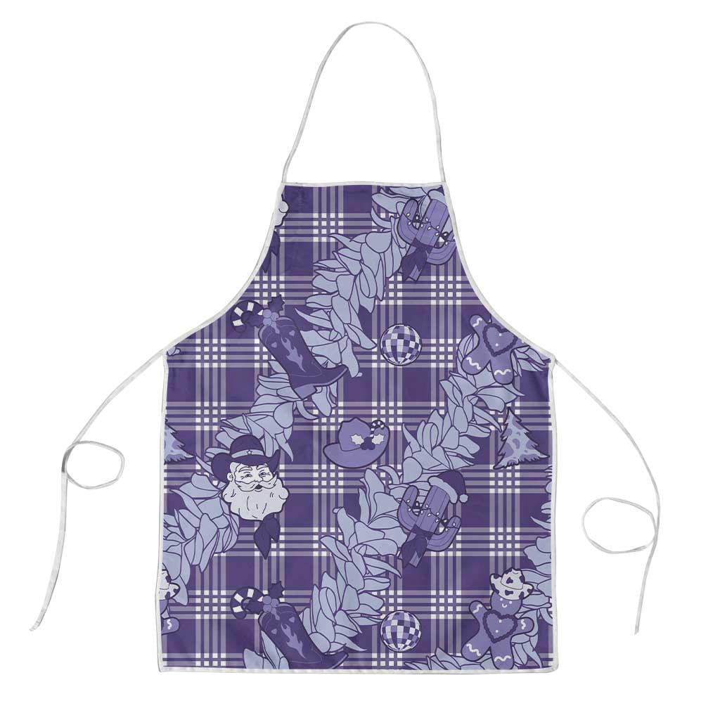 Purple Palaka Hawaii Cowboy Christmas Apron Paniolo Mix Maile Lei LT7 Purple - Polynesian Pride