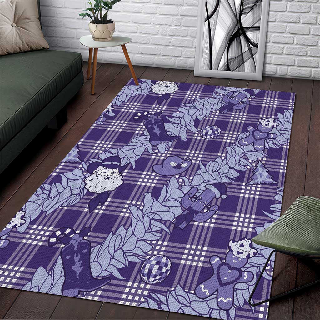 Purple Palaka Hawaii Cowboy Christmas Area Rug Paniolo Mix Maile Lei LT7 Purple - Polynesian Pride