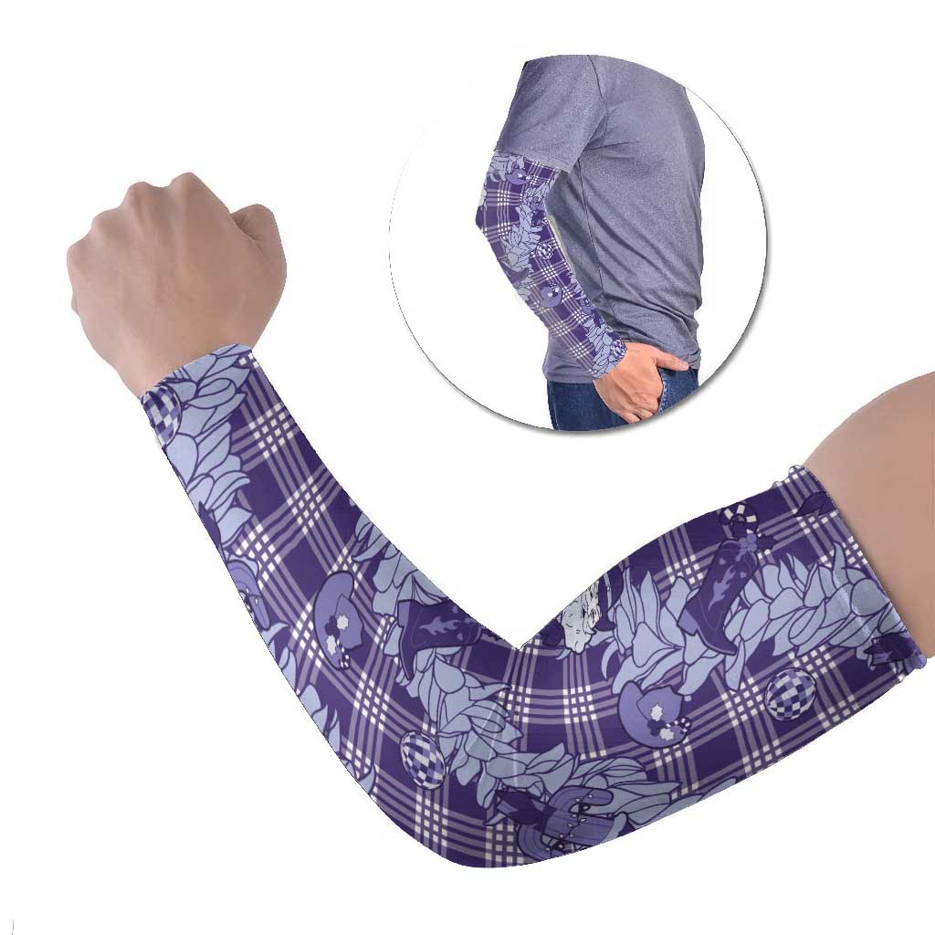 Purple Palaka Hawaii Cowboy Christmas Arm Sleeves Paniolo Mix Maile Lei LT7 Set of 2 Purple - Polynesian Pride