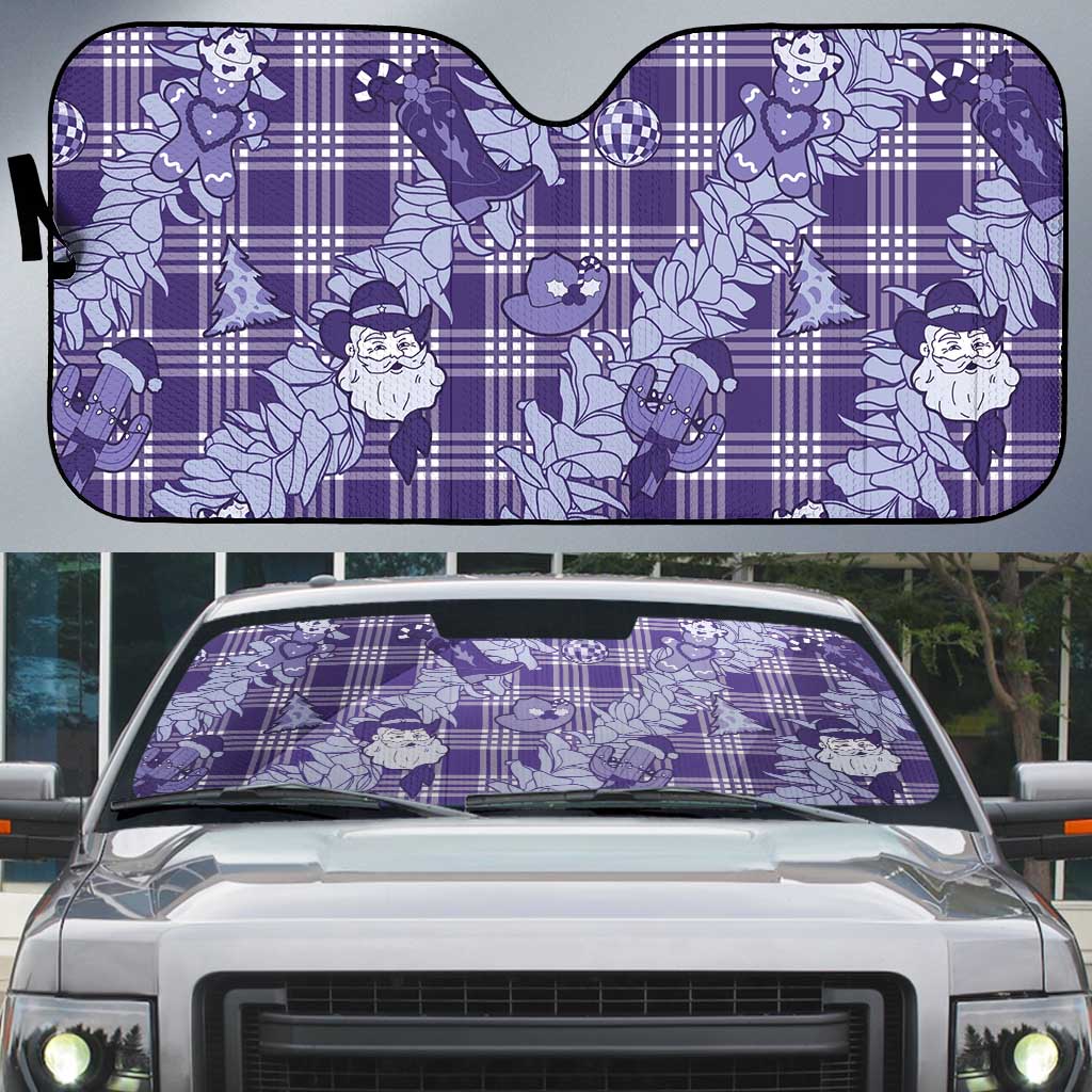 Purple Palaka Hawaii Cowboy Christmas Auto Sun Shade Paniolo Mix Maile Lei LT7 Purple - Polynesian Pride