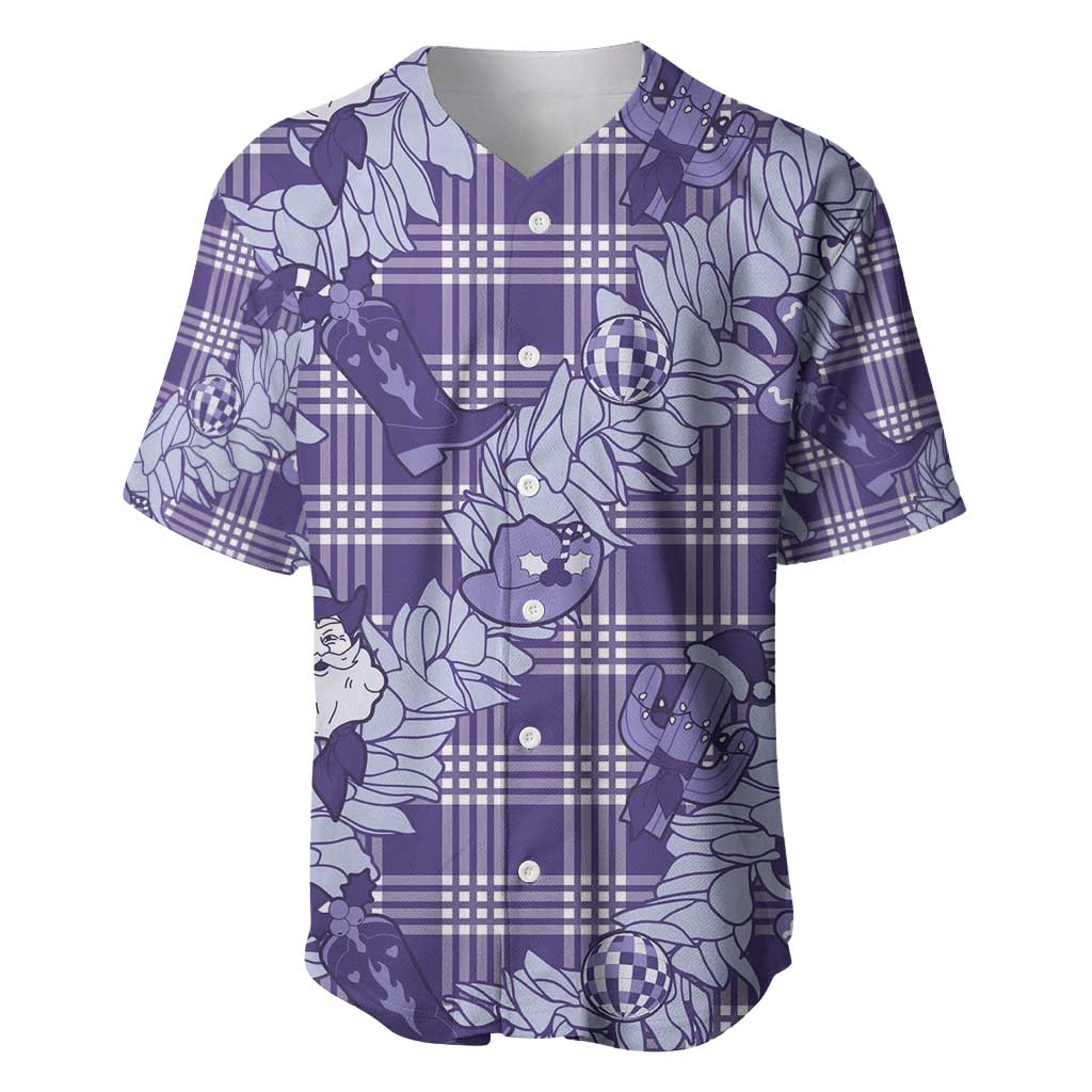 Purple Palaka Hawaii Cowboy Christmas Baseball Jersey Paniolo Mix Maile Lei LT7 Purple - Polynesian Pride
