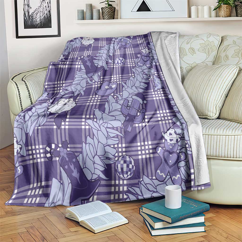 Purple Palaka Hawaii Cowboy Christmas Blanket Paniolo Mix Maile Lei LT7 Purple - Polynesian Pride