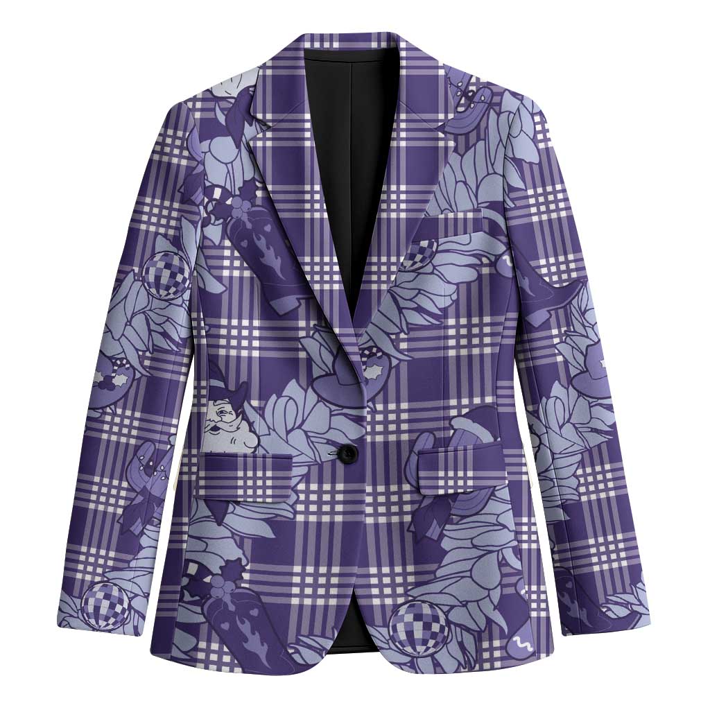 Purple Palaka Hawaii Cowboy Christmas Blazer Paniolo Mix Maile Lei LT7 Unisex Purple - Polynesian Pride