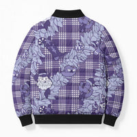 Purple Palaka Hawaii Cowboy Christmas Bomber Puffer Jacket Paniolo Mix Maile Lei LT7 - Polynesian Pride