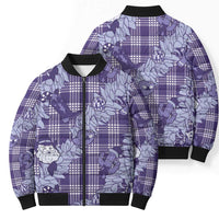 Purple Palaka Hawaii Cowboy Christmas Bomber Puffer Jacket Paniolo Mix Maile Lei LT7 - Polynesian Pride