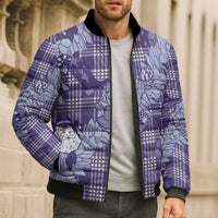 Purple Palaka Hawaii Cowboy Christmas Bomber Puffer Jacket Paniolo Mix Maile Lei LT7 - Polynesian Pride