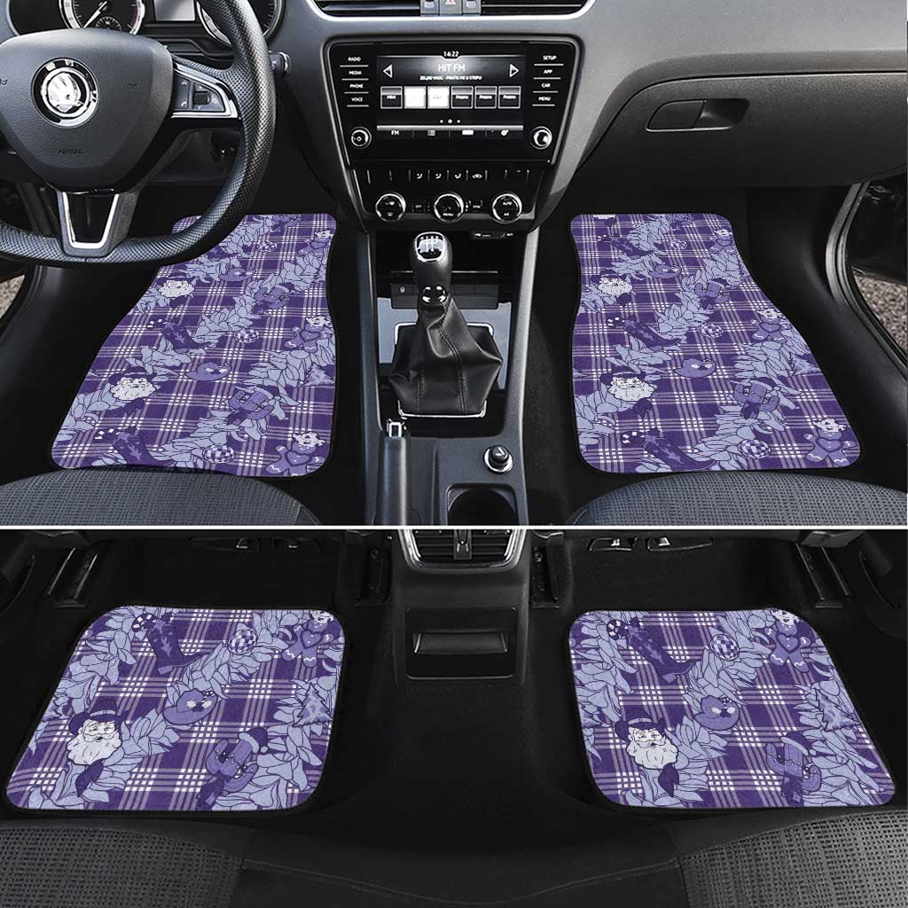 Purple Palaka Hawaii Cowboy Christmas Car Mats Paniolo Mix Maile Lei LT7 Set 4pcs Purple - Polynesian Pride