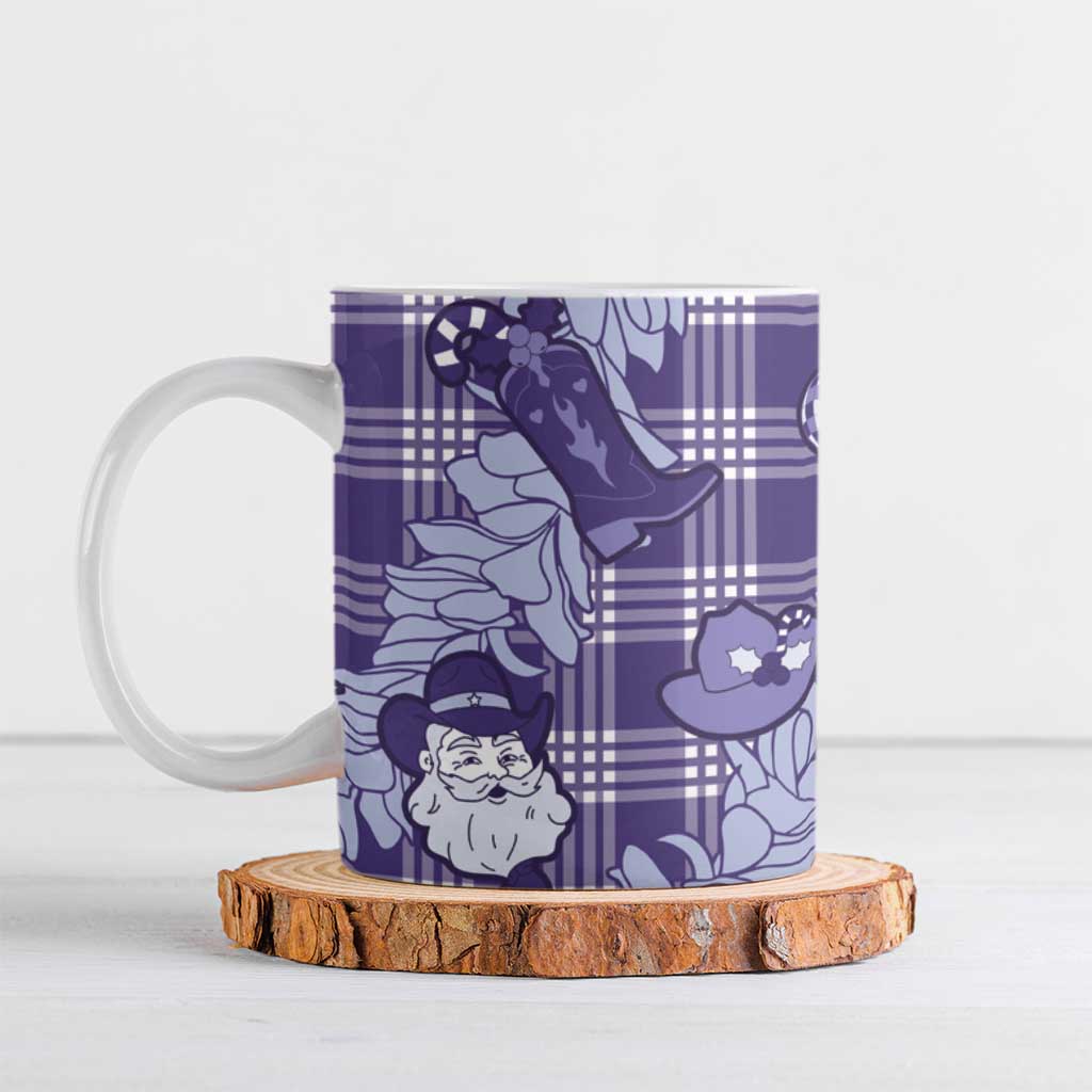 Purple Palaka Hawaii Cowboy Christmas Ceramic Mug Paniolo Mix Maile Lei LT7 Purple - Polynesian Pride