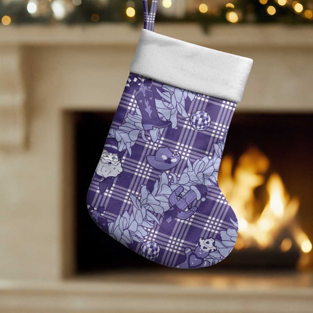 Purple Palaka Hawaii Cowboy Christmas Stocking Paniolo Mix Maile Lei LT7 Set of 2 Purple - Polynesian Pride