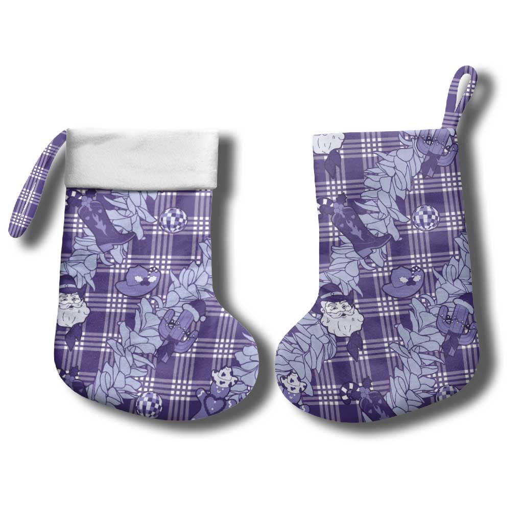 Purple Palaka Hawaii Cowboy Christmas Stocking Paniolo Mix Maile Lei LT7 - Polynesian Pride