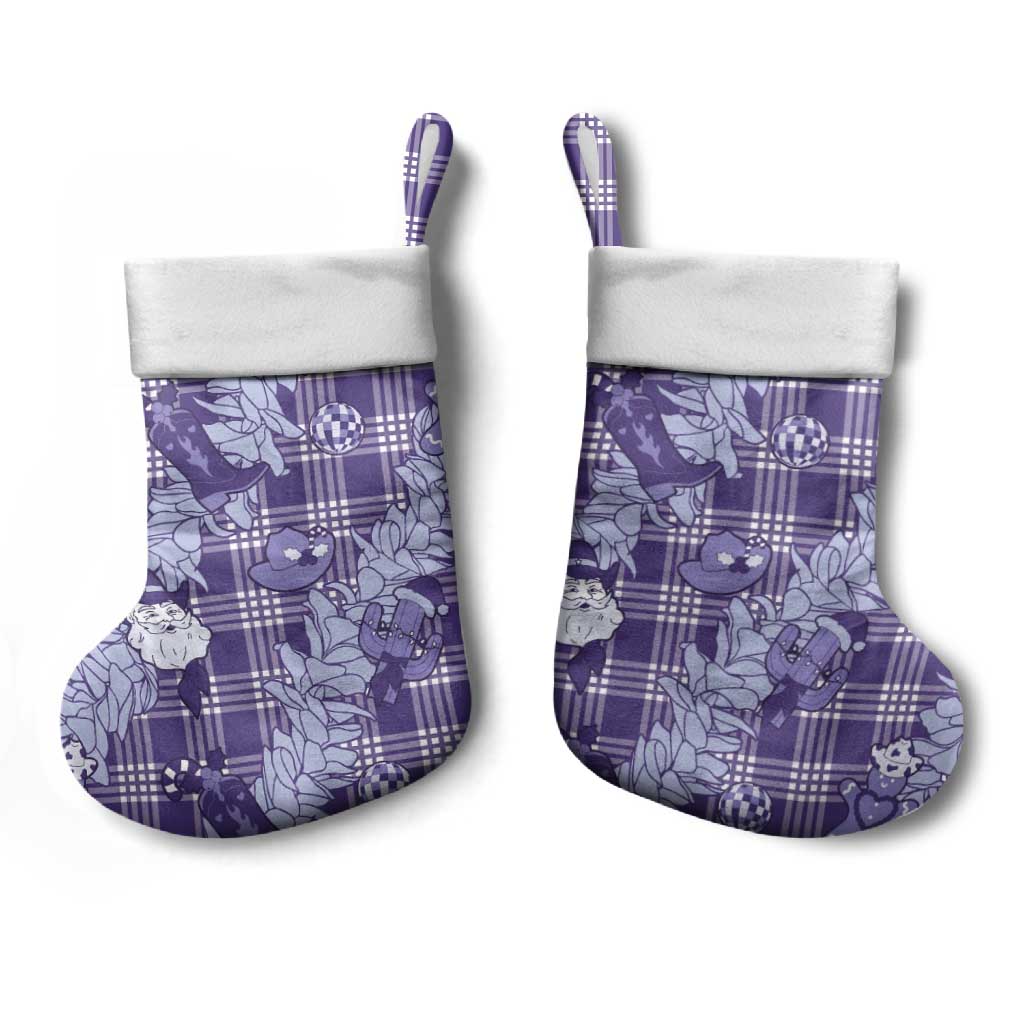 Purple Palaka Hawaii Cowboy Christmas Stocking Paniolo Mix Maile Lei LT7 - Polynesian Pride