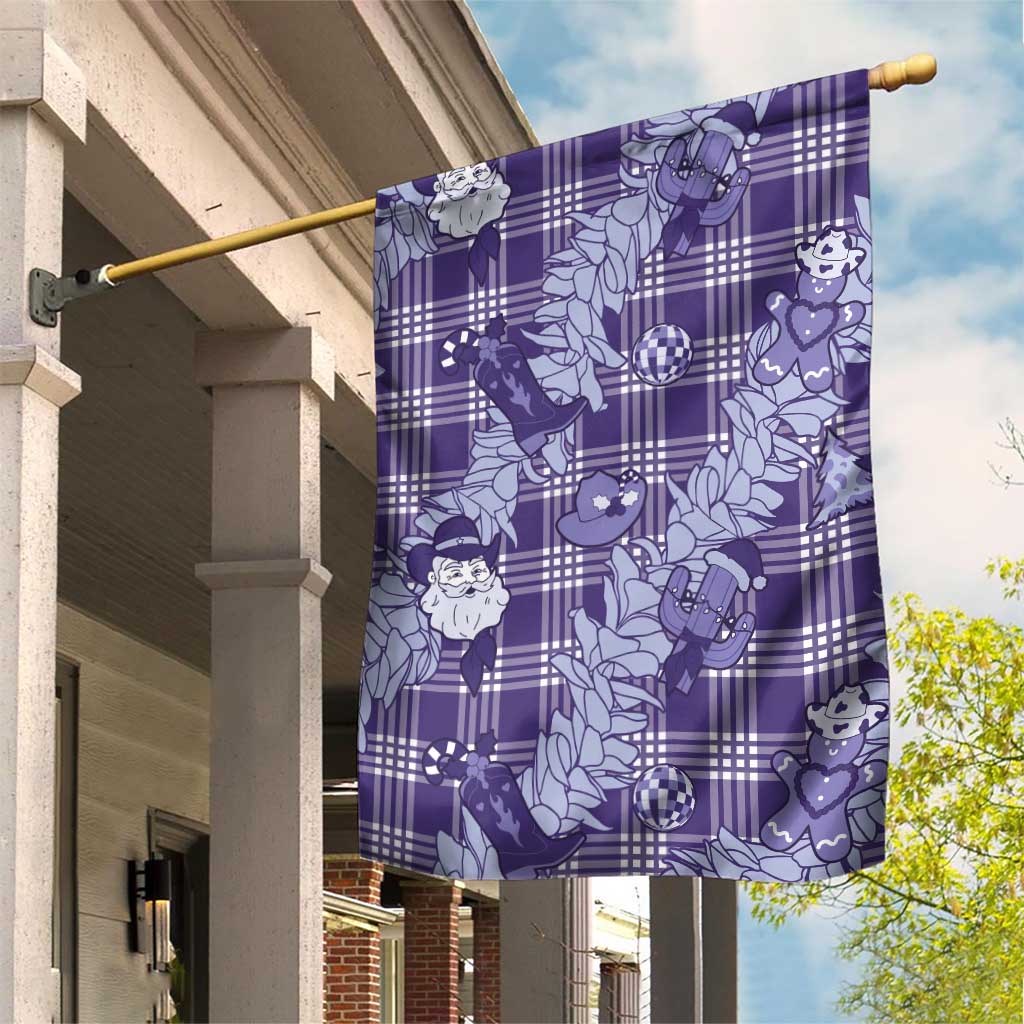 Purple Palaka Hawaii Cowboy Christmas Garden Flag Paniolo Mix Maile Lei LT7 House Flag Purple - Polynesian Pride