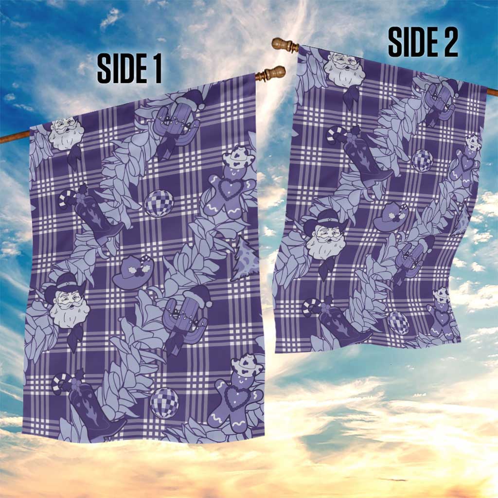 Purple Palaka Hawaii Cowboy Christmas Garden Flag Paniolo Mix Maile Lei LT7 - Polynesian Pride