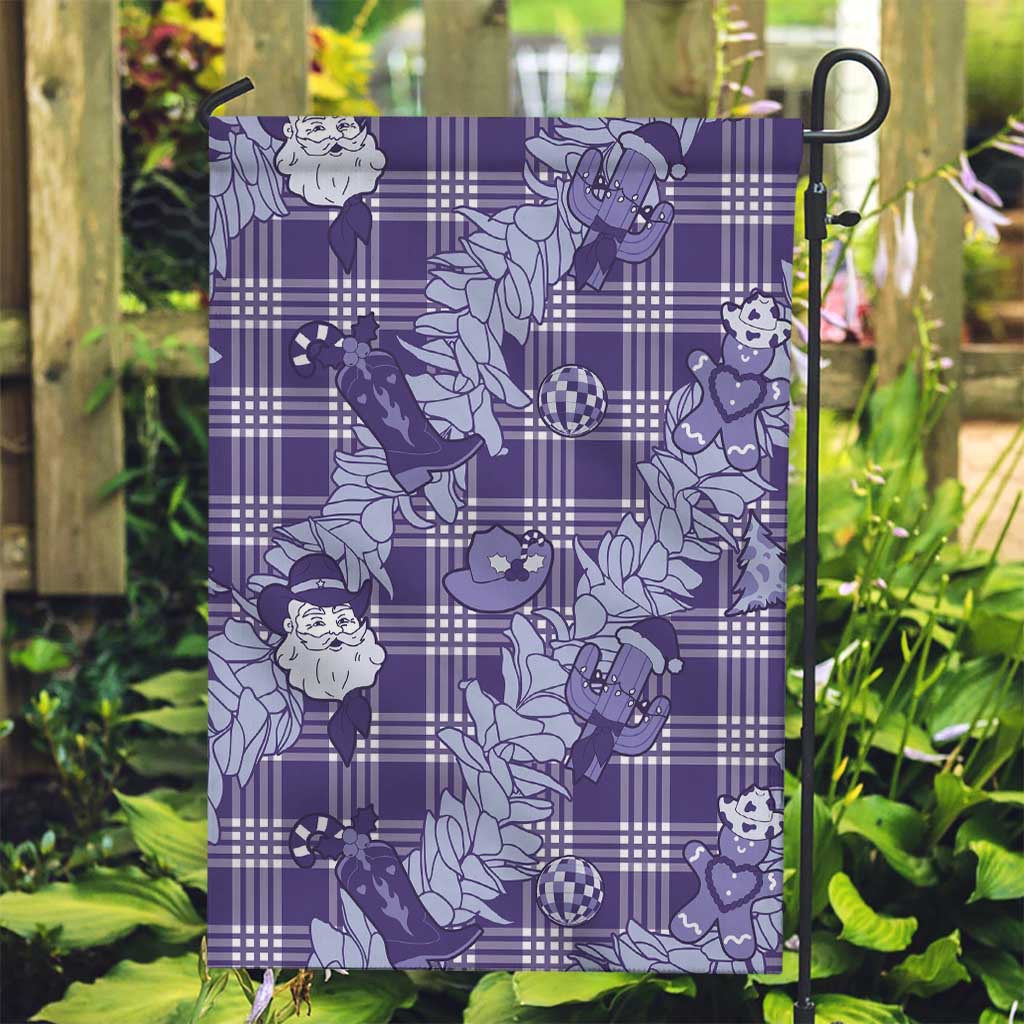 Purple Palaka Hawaii Cowboy Christmas Garden Flag Paniolo Mix Maile Lei LT7 Garden Flag Purple - Polynesian Pride
