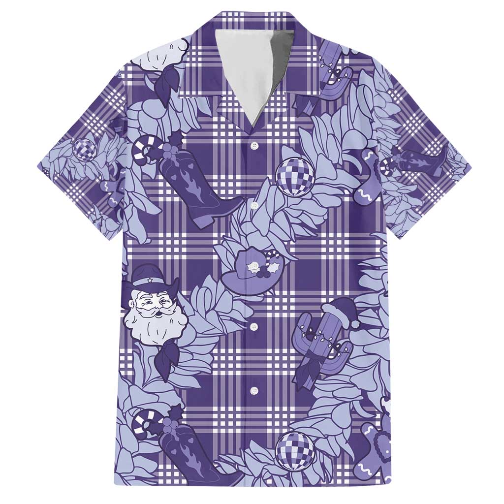 Purple Palaka Hawaii Cowboy Christmas Hawaiian Shirt Paniolo Mix Maile Lei LT7 Purple - Polynesian Pride