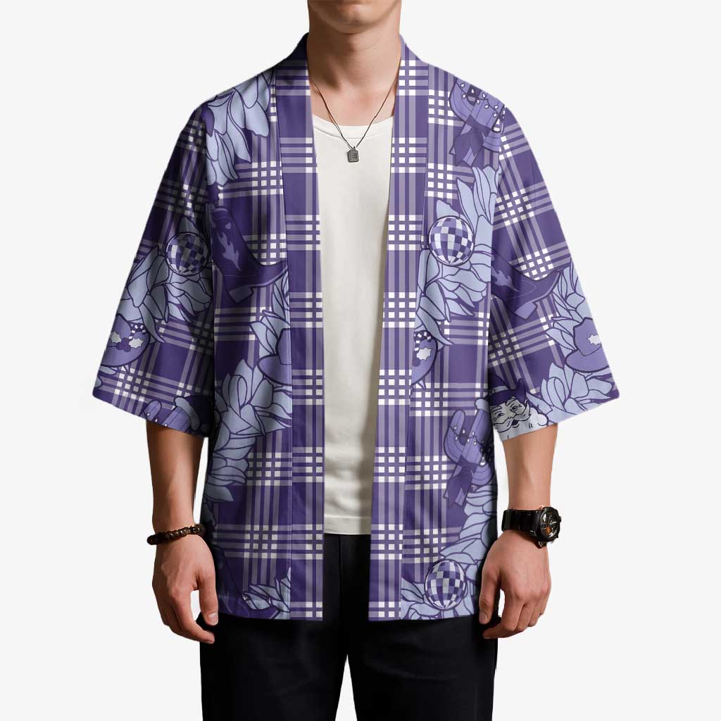 Purple Palaka Hawaii Cowboy Christmas Kimono Paniolo Mix Maile Lei LT7 - Polynesian Pride