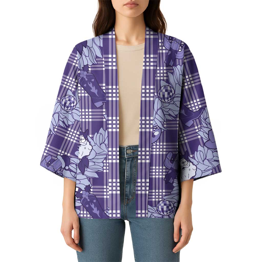 Purple Palaka Hawaii Cowboy Christmas Kimono Paniolo Mix Maile Lei LT7 - Polynesian Pride