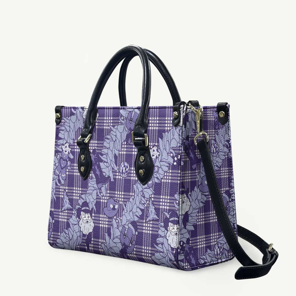 Purple Palaka Hawaii Cowboy Christmas Leather Bag Paniolo Mix Maile Lei LT7 Purple - Polynesian Pride
