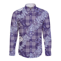 Purple Palaka Hawaii Cowboy Christmas Long Sleeve Button Shirt Paniolo Mix Maile Lei LT7 Unisex Purple - Polynesian Pride