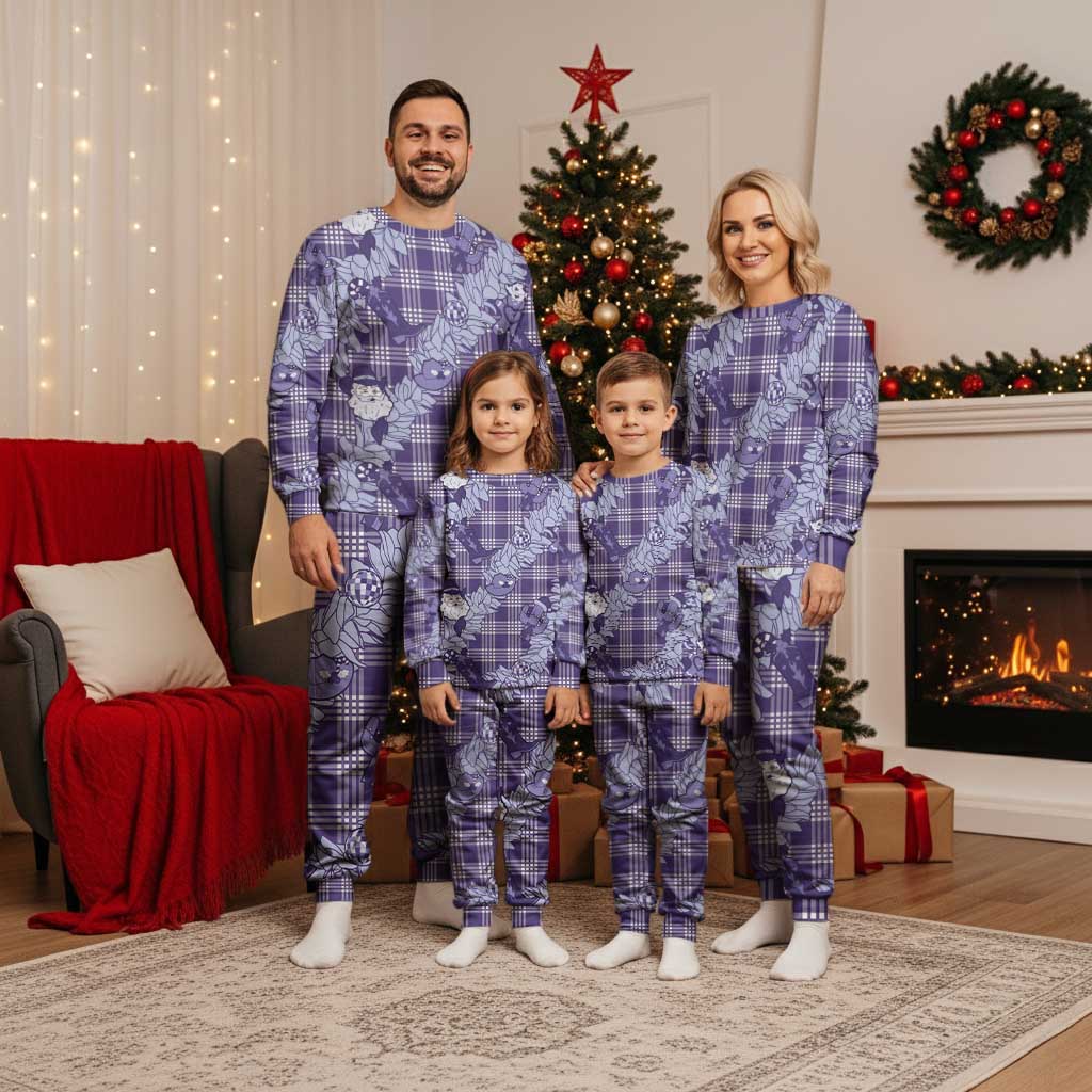 Purple Palaka Hawaii Cowboy Christmas Pajama Set Paniolo Mix Maile Lei LT7 - Polynesian Pride