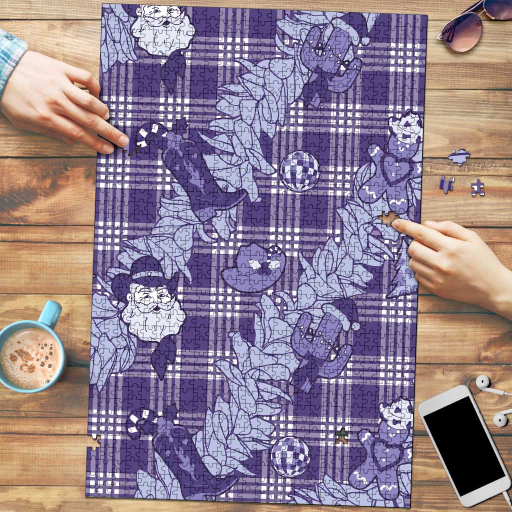 Purple Palaka Hawaii Cowboy Christmas Puzzle Paniolo Mix Maile Lei LT7 Purple - Polynesian Pride