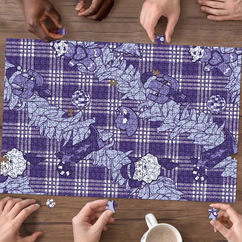 Purple Palaka Hawaii Cowboy Christmas Puzzle Paniolo Mix Maile Lei LT7 - Polynesian Pride