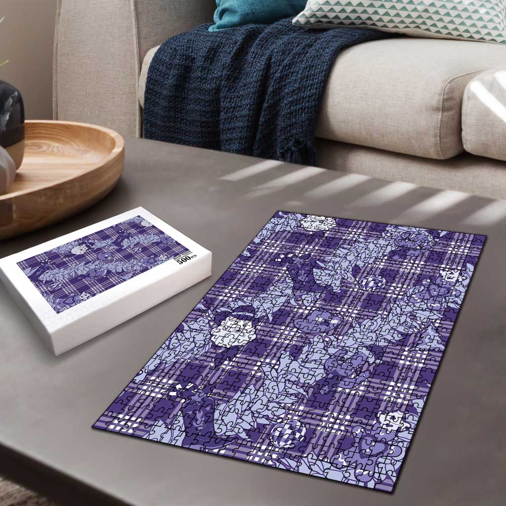 Purple Palaka Hawaii Cowboy Christmas Puzzle Paniolo Mix Maile Lei LT7 - Polynesian Pride