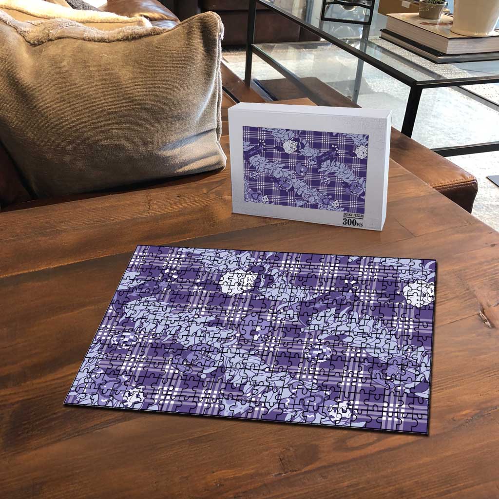 Purple Palaka Hawaii Cowboy Christmas Puzzle Paniolo Mix Maile Lei LT7 - Polynesian Pride