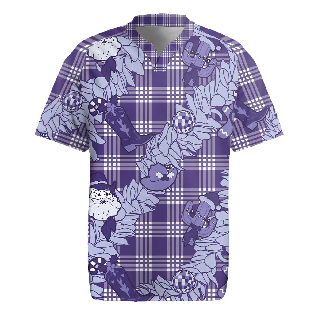 Purple Palaka Hawaii Cowboy Christmas Rugby Jersey Paniolo Mix Maile Lei LT7 Purple - Polynesian Pride